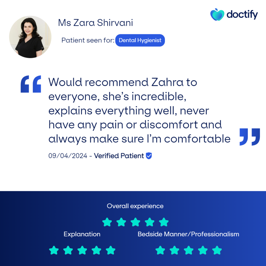 Zara Shirvani Doctify review Thurloe Street dental 